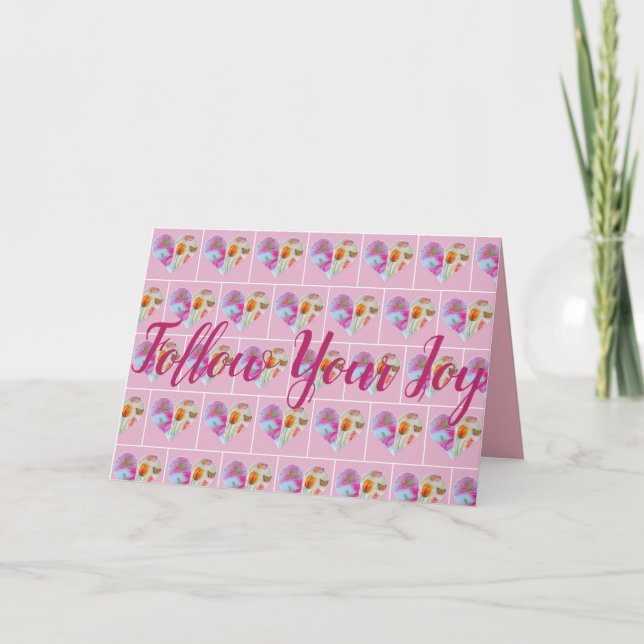 Pink Tulip tulips Watercolor Flowers Card (Front)