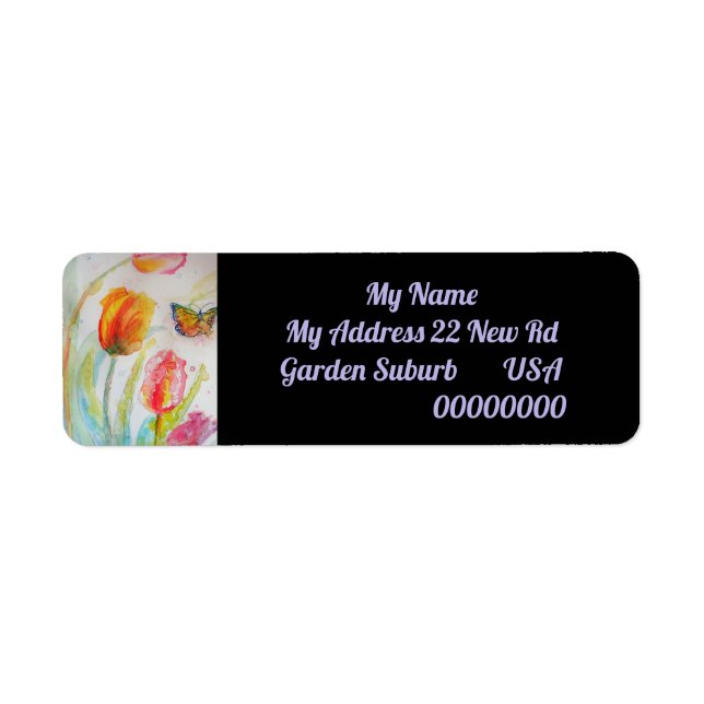 Pink Tulip Watercolour Return Address Labels (Front)