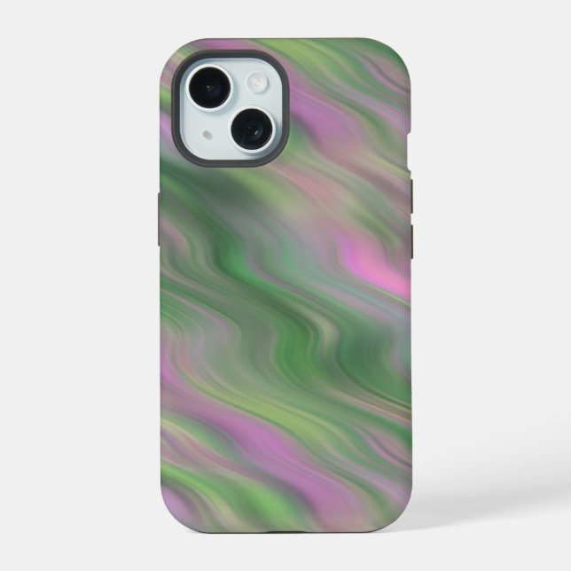 Pink Tulip Wavy Texture iPhone 15 Case (Back)
