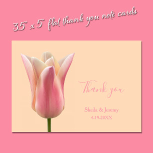 Pink Tulip Wedding Thank You Flat Note Card