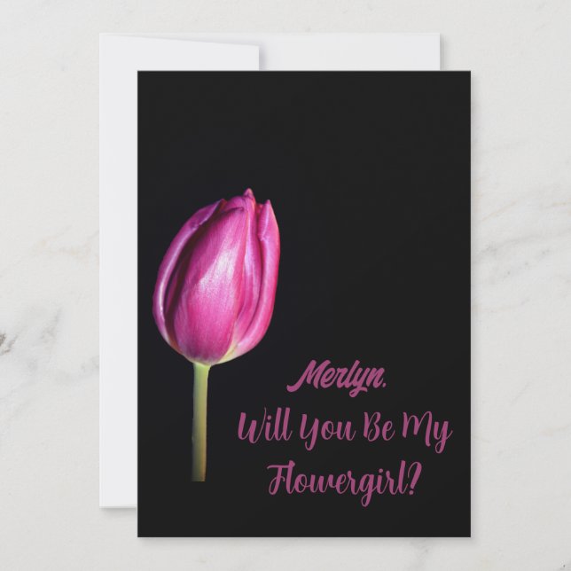 Pink Tulip Will You Be My Flowergirl Wedding Invitation (Front)