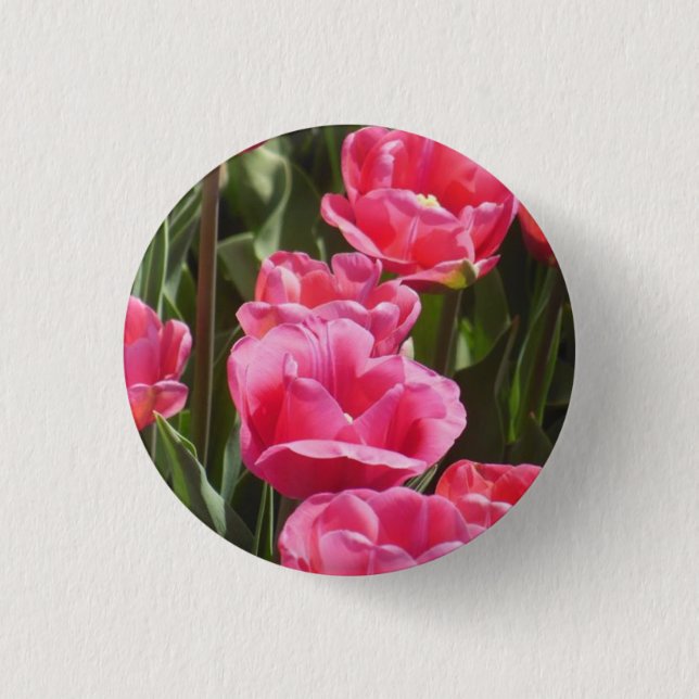 Pink Tulips 1 Inch Round Button (Front)
