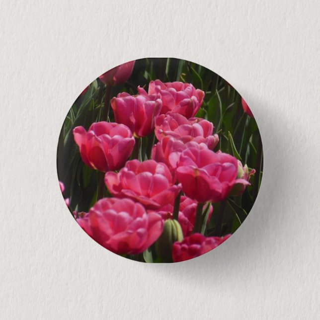 Pink Tulips 1 Inch Round Button (Front)