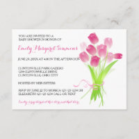 Pink Tulips - 3x5 BABY Shower Invitation