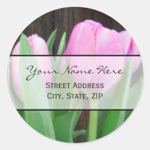 Pink Tulips Address Label