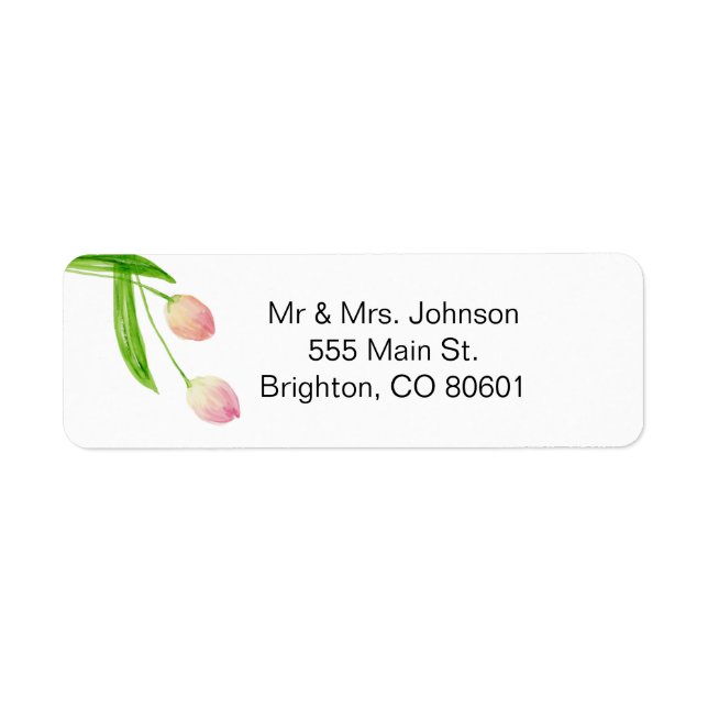Pink Tulips - address label template (Front)