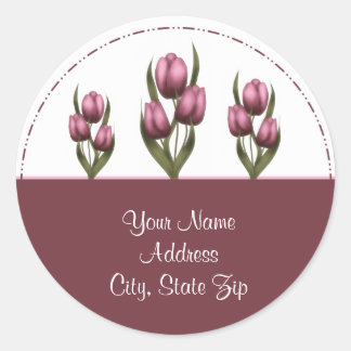 Pink Tulips Address Stickers