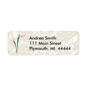 Pink Tulips and Lace Address Label