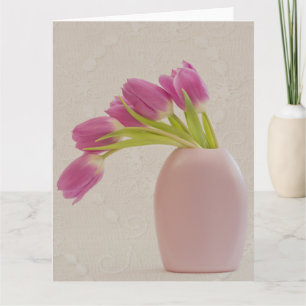 Pink Tulips And Lace Greeting Card