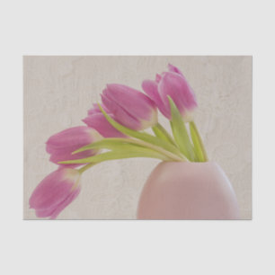 Pink Tulips And Lace Tissue Paper
