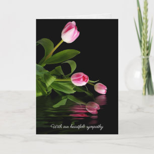 pink tulips and water reflection card