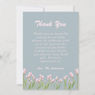 Pink Tulips Baby Shower Thank You Card