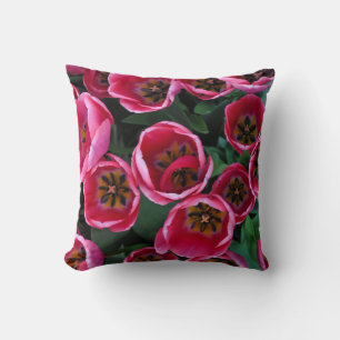 Pink tulips beauty throw pillow