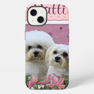 Pink Tulips - Bichon and Maltese iPhone 13 Case
