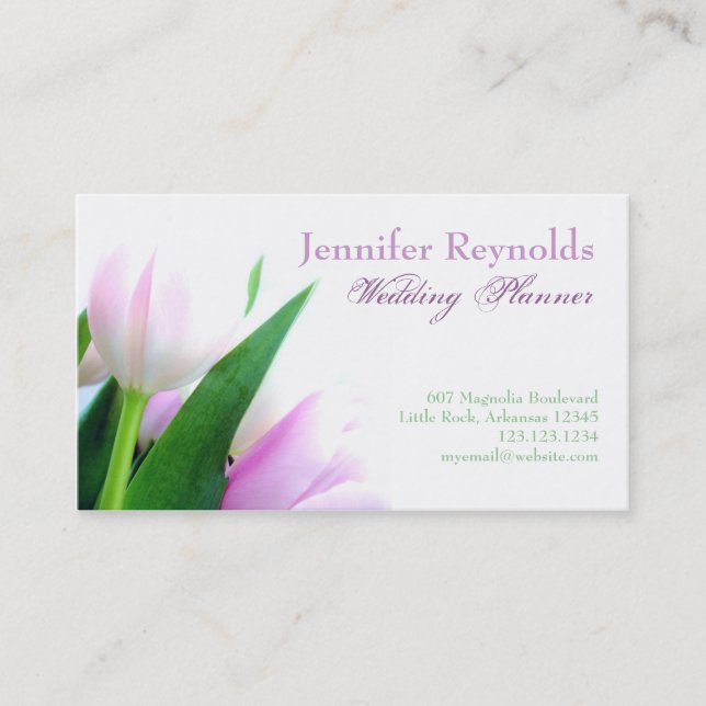 Pink Tulips Business Card (Front)
