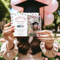 Pink Tulips & Capsules Nurse Graduation invitation