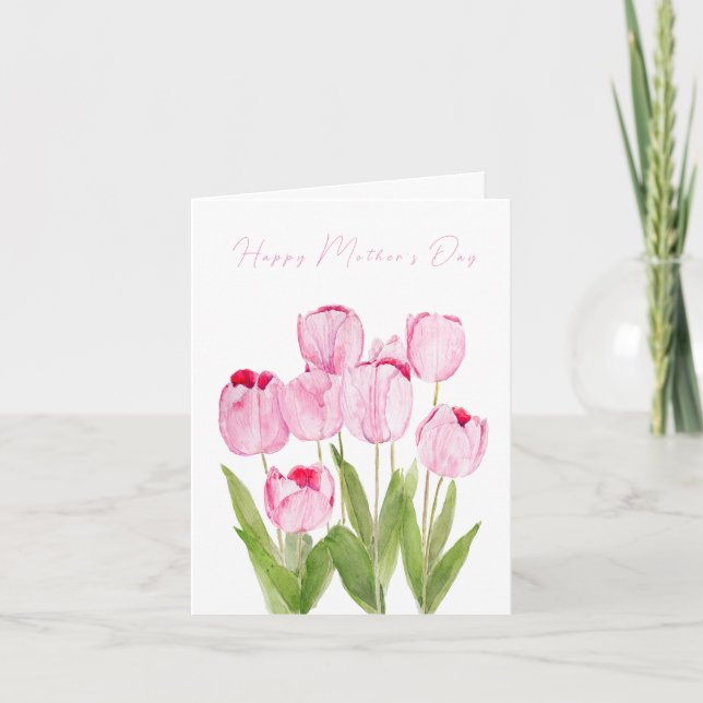 Pink tulips carte de fête des mères (Devant)