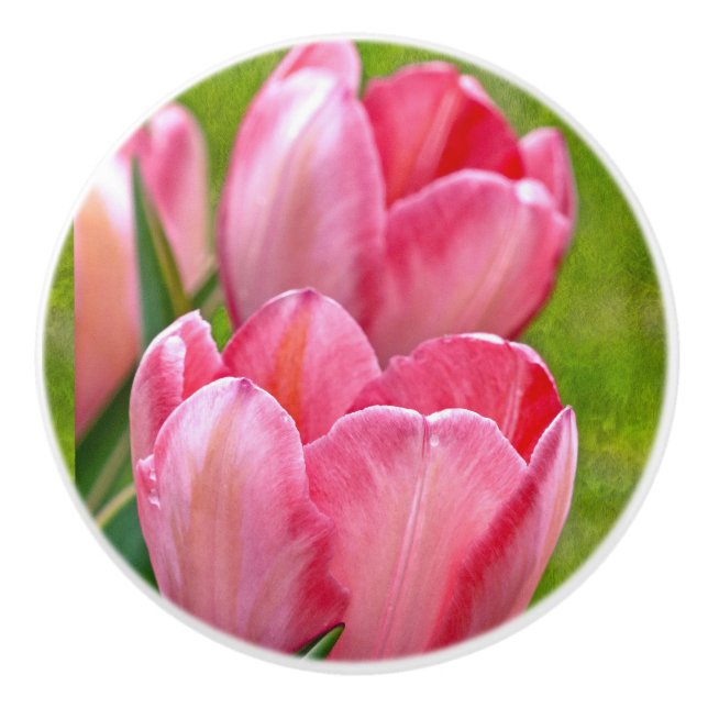 Pink Tulips Ceramic Knob (Front)