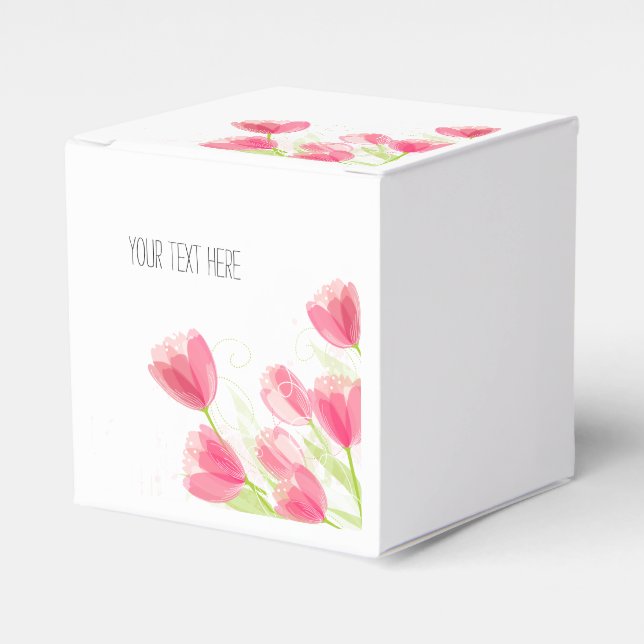 Pink Tulips Favor Box (Front Side)
