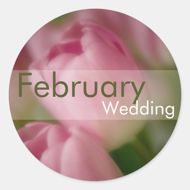 Pink Tulips • February Wedding Sticker (Front)