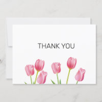 Pink Tulips Flat Thank You Card