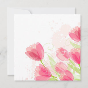 Pink Tulips Floral Birthday Invitation