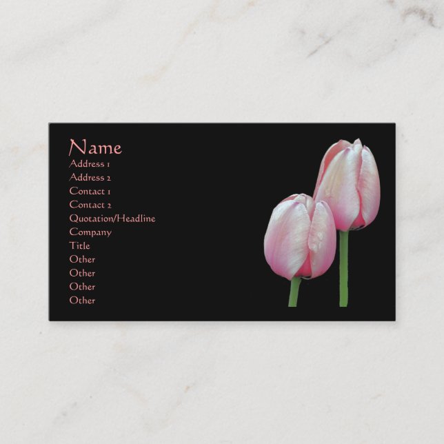 Pink Tulips Floral Business Card (Front)