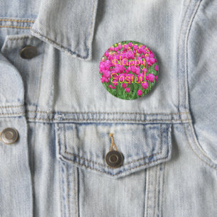 Pink Tulips Floral Easter Button
