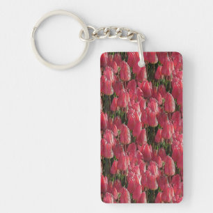 Pink Tulips Floral Keychain