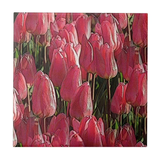 Pink Tulips Floral Tile (Front)