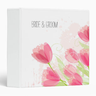 Pink Tulips Floral Wedding Binder