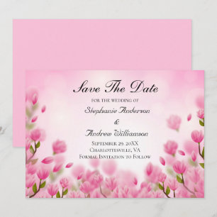 Pink Tulips Flowers Floral Wedding  Save The Date