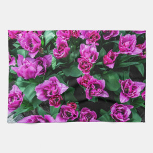 Pink tulips flowers kitchen towel