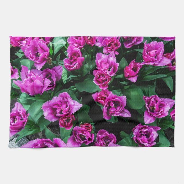 Pink tulips flowers kitchen towel (Horizontal)