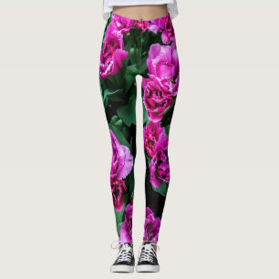 Pink tulips flowers leggings