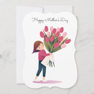 Pink Tulips For Mom   Mother's Day Holiday Card