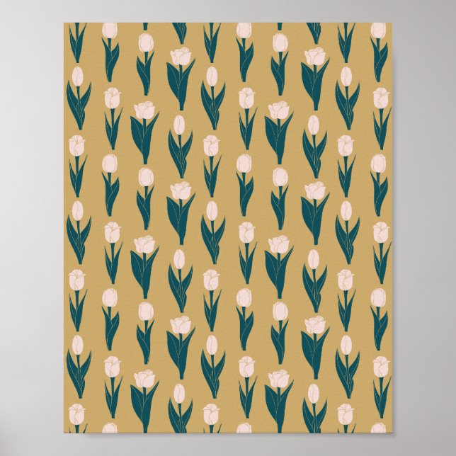 Pink Tulips Garden Poster (Front)