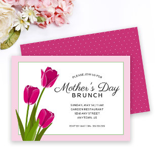 Pink Tulips   Mother's Day Brunch Invitation