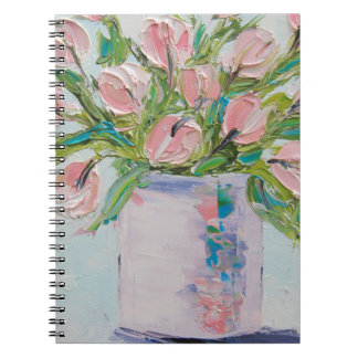 Pink Tulips Painting, Tulip Art, Textured Flowers Notebook