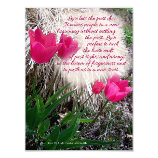 Pink Tulips Photo Print with Quote (Front)