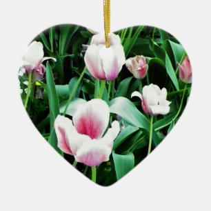 Pink Tulips Picture Ceramic Ornament