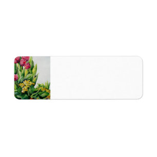 Pink Tulips Return Address Label