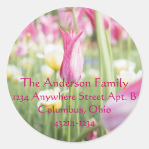 Pink Tulips Spring Easter Return Address Labels