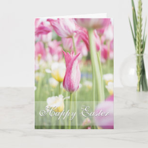 Pink Tulips Spring Season Easter Greeting Card