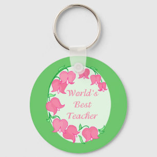 Pink Tulips Teacher Keychain