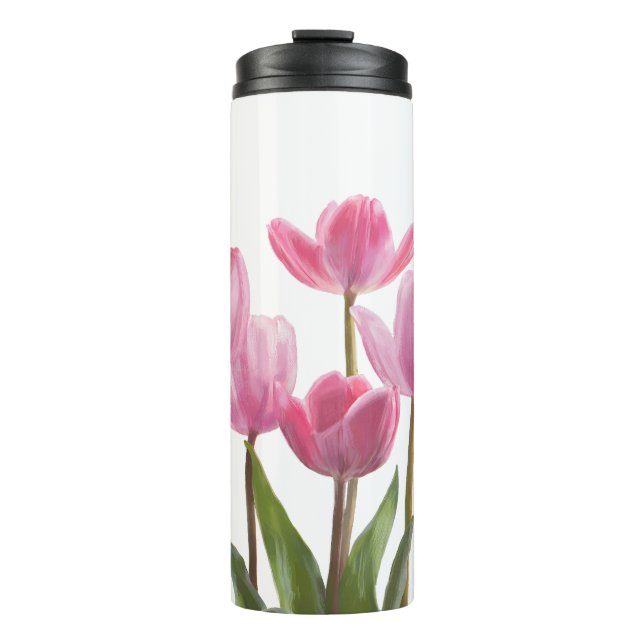 Pink Tulips Thermal Tumbler (Front)