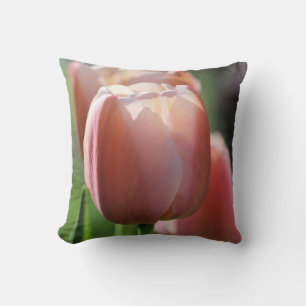 Pink Tulips Throw Pillow
