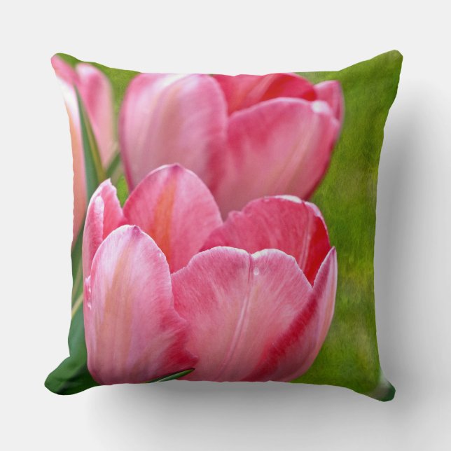 Pink Tulips Throw Pillow (Front)