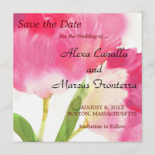 Pink Tulips Wedding Save The Date Card