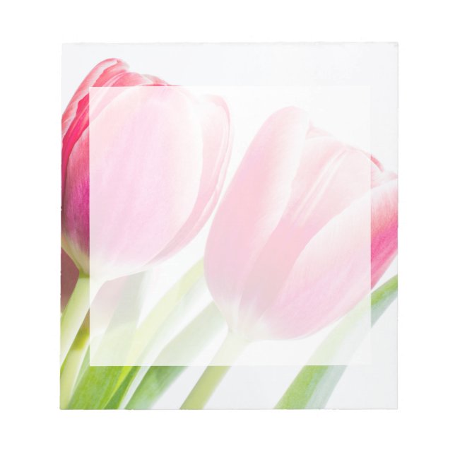 Pink Tulips with Green Leaves Photo Notepad (Front)